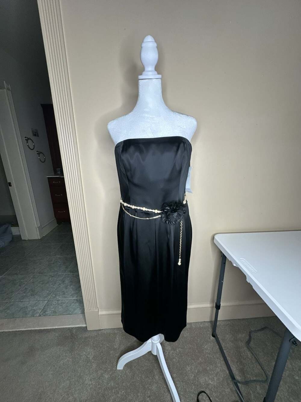 Anne Klein Dress Size 6 Black Strapless Belted Cocktail Dress